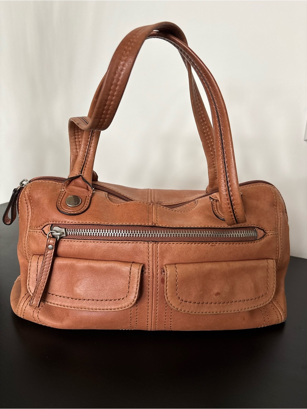 Vintage Fossil Rustic Leather Shoulder Bag, Cowgirl, Western, Rugged, Weathered